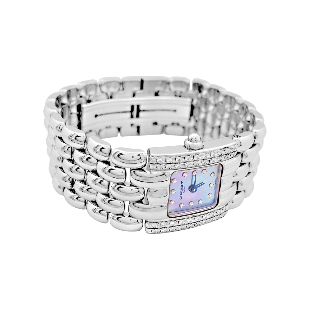 Montre CHAUMET "Khésis" en acier, nacre et diamants - Castafiore