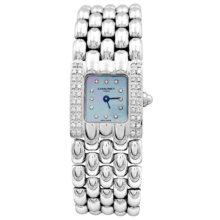 Montre CHAUMET "Khésis" en acier, nacre et diamants - Castafiore