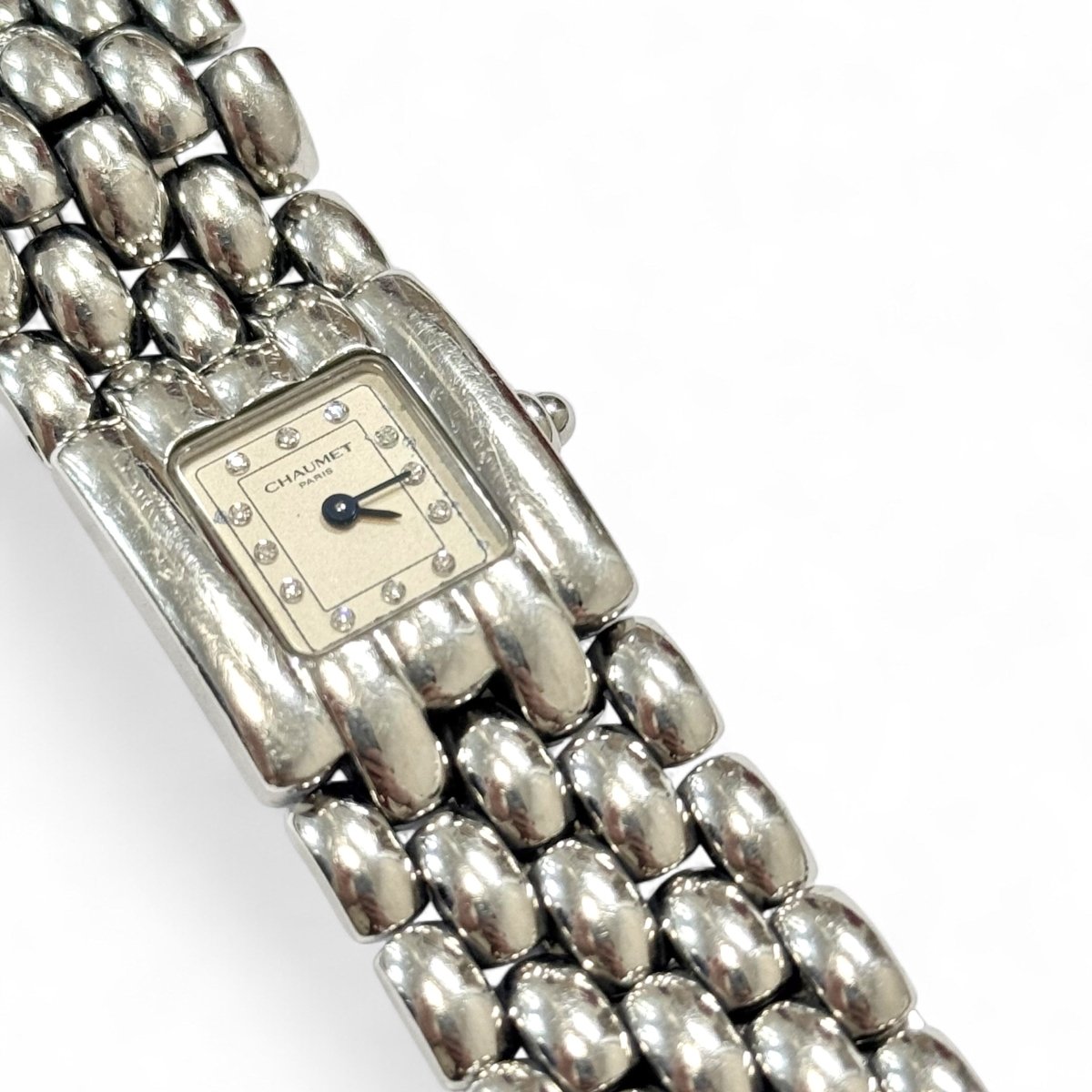 Montre CHAUMET Khesis maille grain de riz en acier et diamant - Castafiore