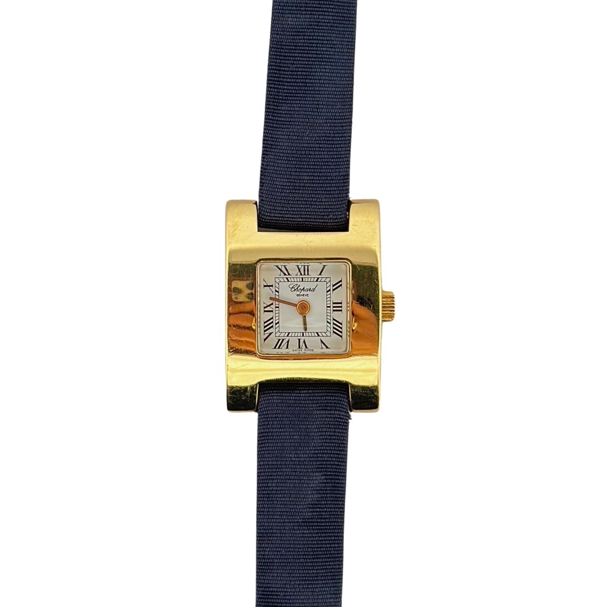 Montre CHOPARD en or jaune et soie bleue - Castafiore