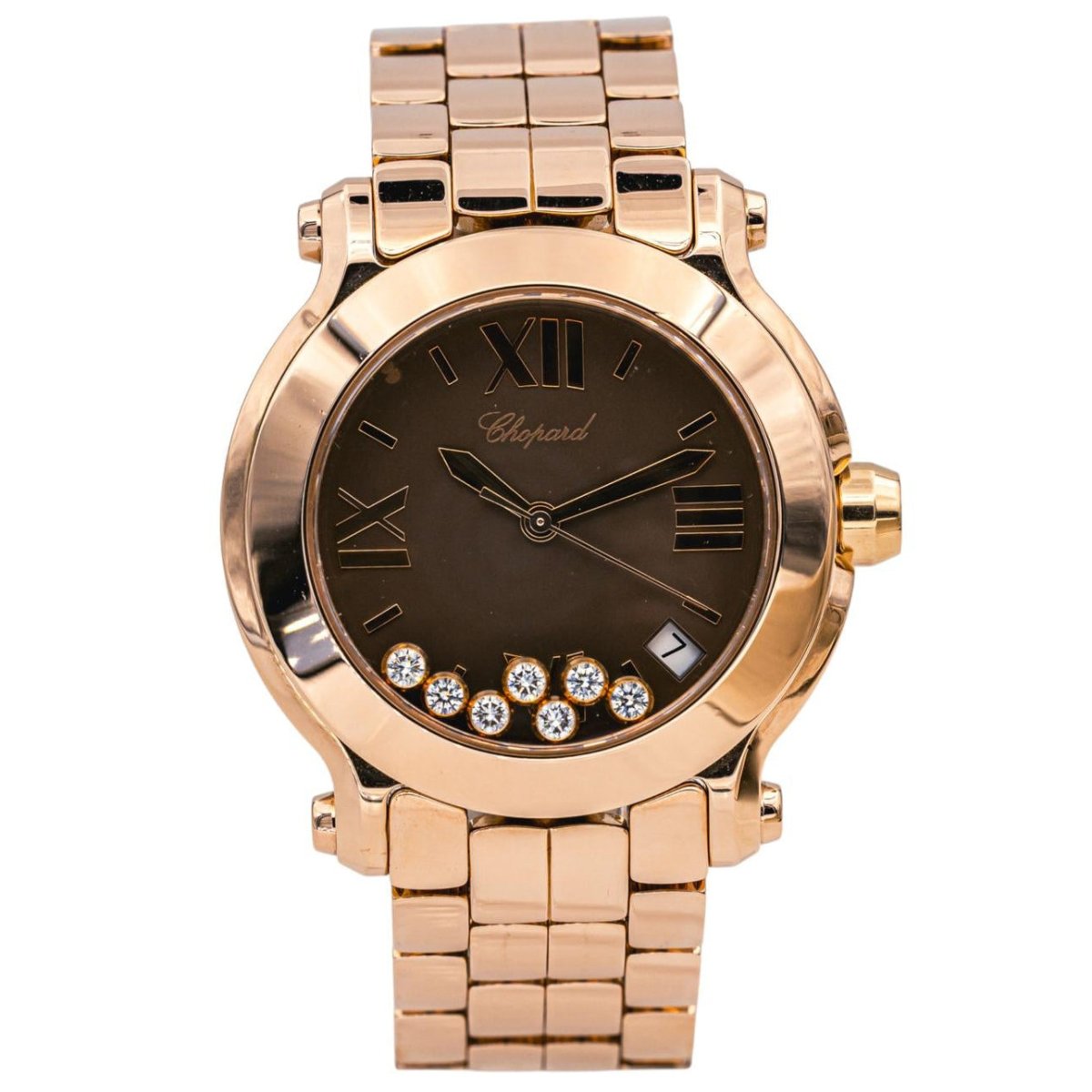 Montre CHOPARD "Happy Sport" en or rose, quartz et diamants - Castafiore