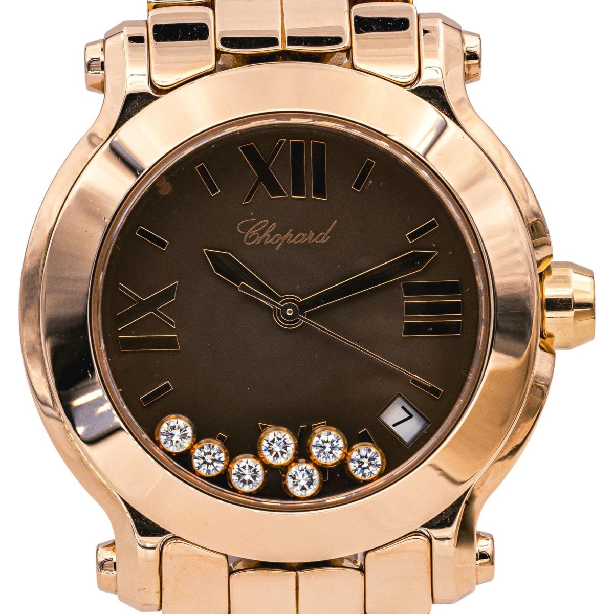 Montre CHOPARD "Happy Sport" en or rose, quartz et diamants - Castafiore