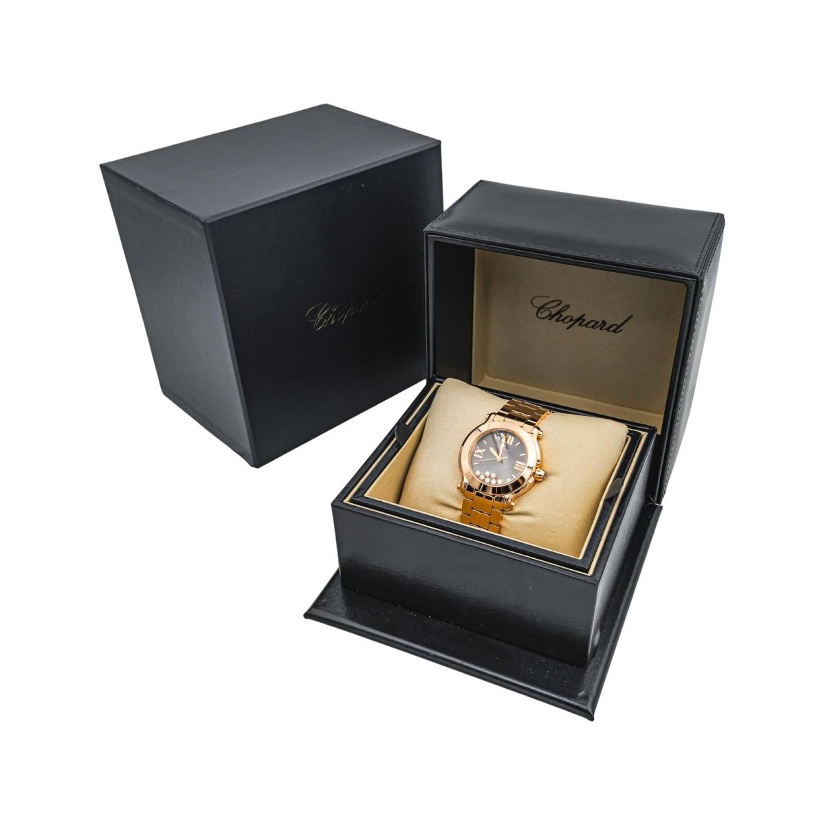 Montre CHOPARD "Happy Sport" en or rose, quartz et diamants - Castafiore