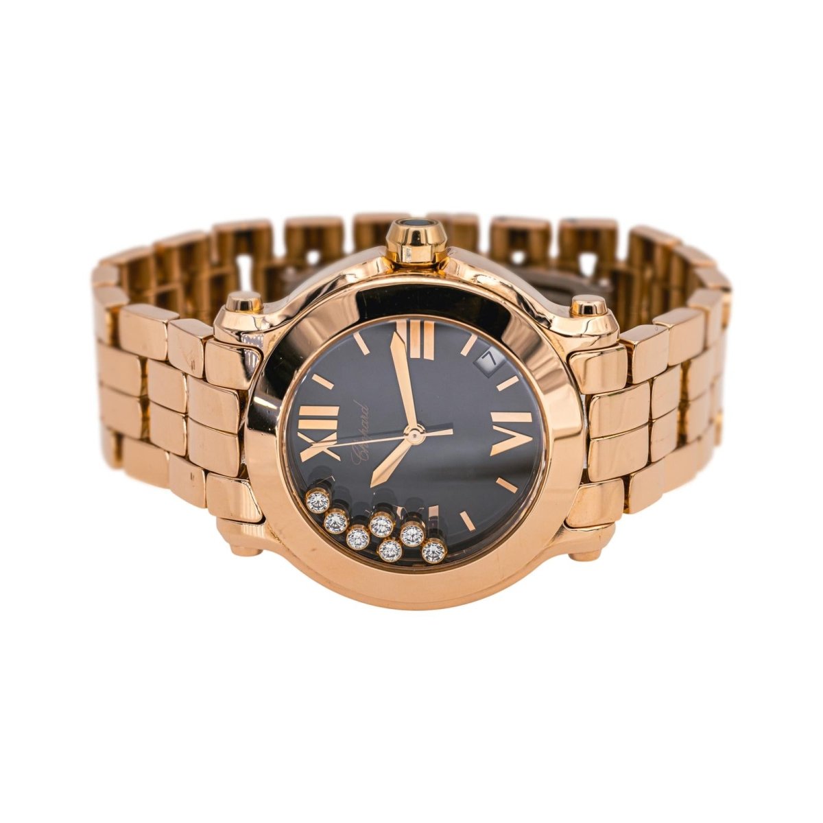 Montre CHOPARD "Happy Sport" en or rose, quartz et diamants - Castafiore