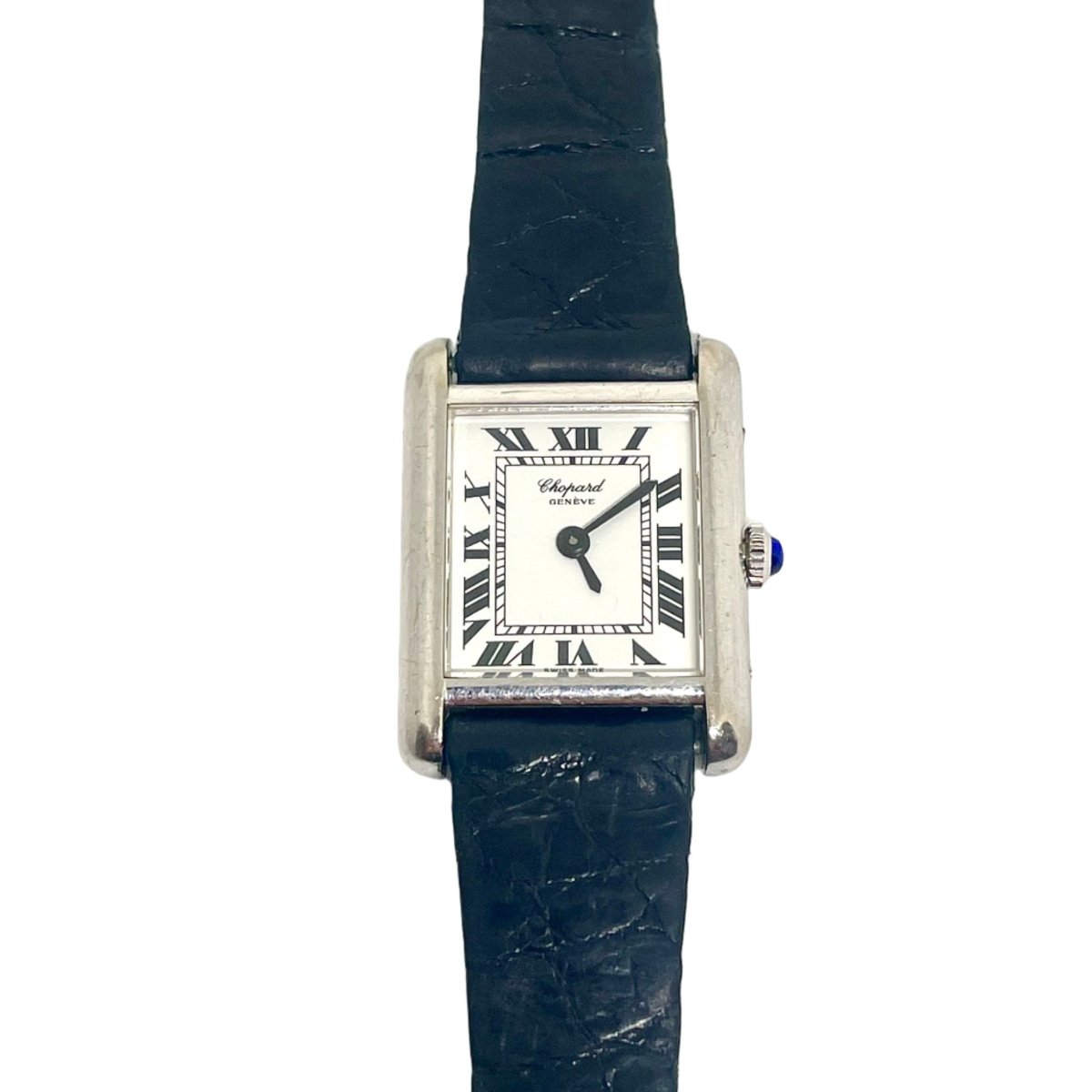 Montre CHOPARD "Tank "en or blanc et cuir - Castafiore