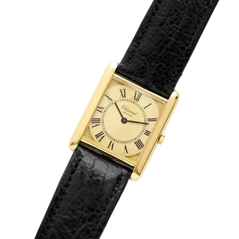 Montre CHOPARD "Tank" en or jaune et cuir - Castafiore