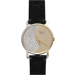 Montre CHOPARD "Yin et Yang" en or jaune, or blanc, cuir et diamants - Castafiore