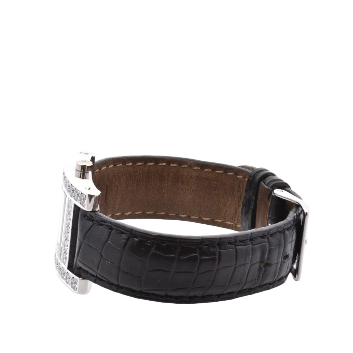 Montre CHOPARD "Your Hour" en or blanc, cuir, nacre, quartz, saphir et diamants - Castafiore