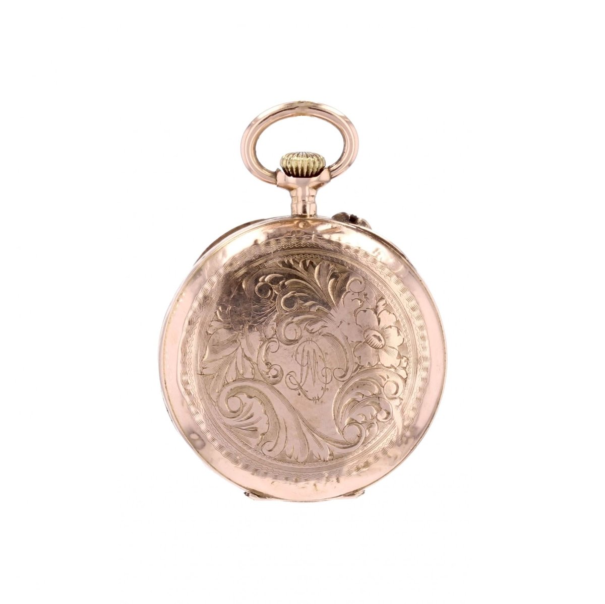 Montre COL Gravé motifs floraux en or rose - Castafiore