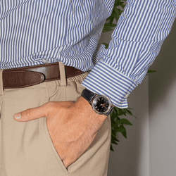 Montre ETERNA - MATIC en acier et cuir - Castafiore