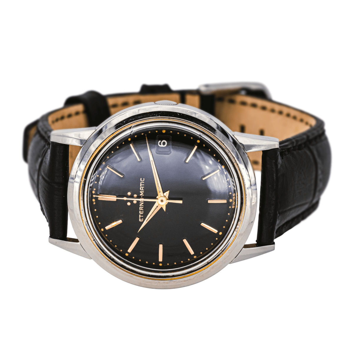 Montre ETERNA - MATIC en acier et cuir - Castafiore