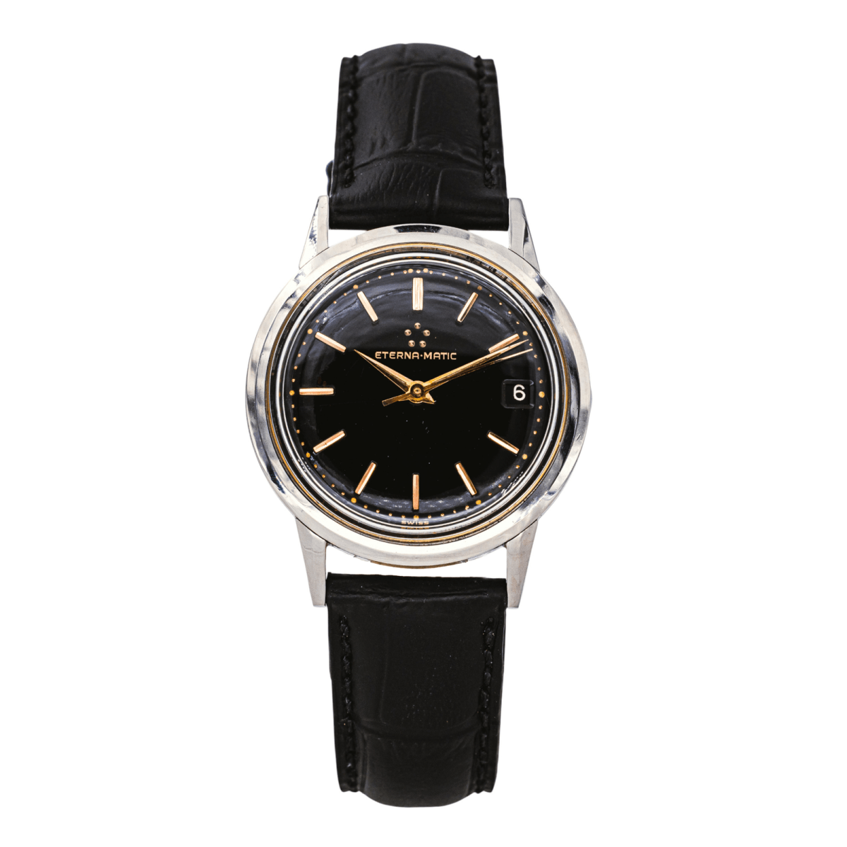 Montre ETERNA - MATIC en acier et cuir - Castafiore