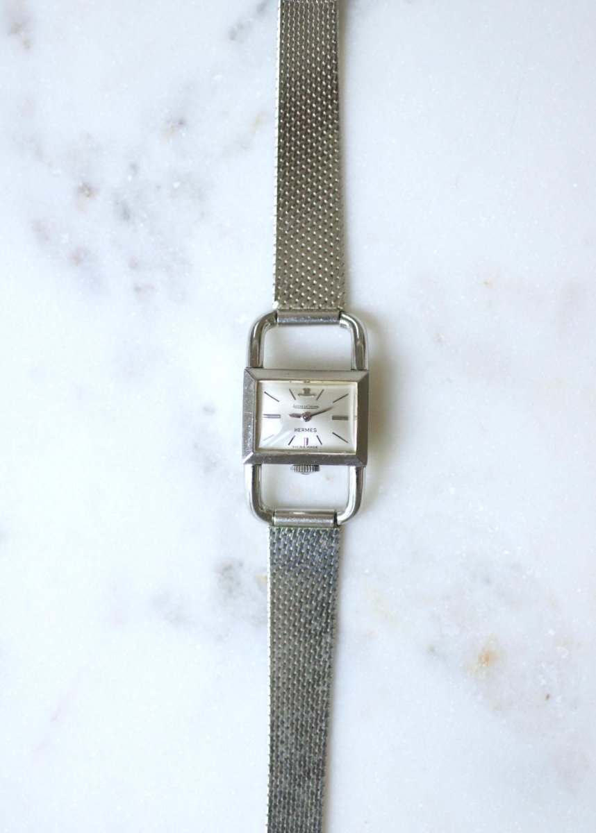 Montre Etrier Jaeger LeCoultre pour Hermès Acier Années 70 - Castafiore