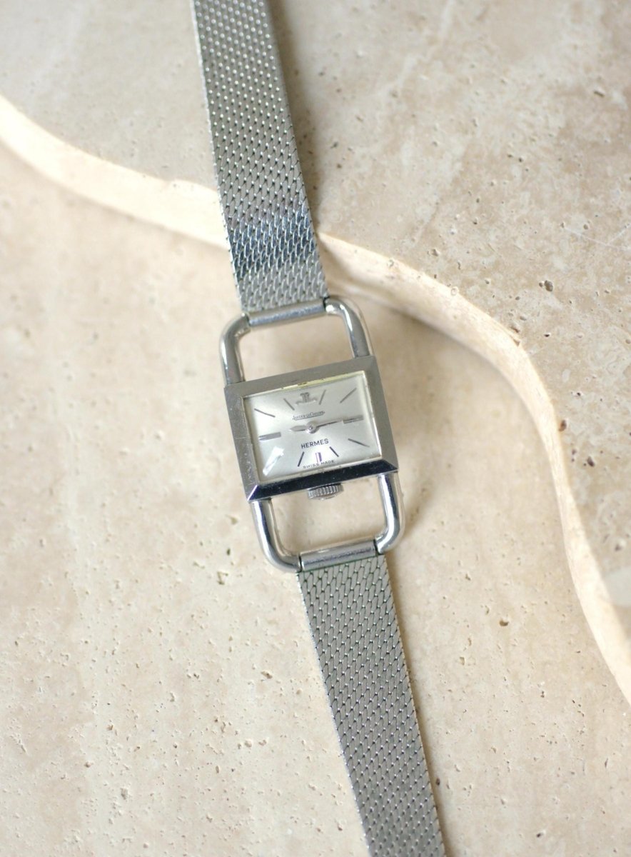 Montre Etrier Jaeger LeCoultre pour Hermès Acier Années 70 - Castafiore