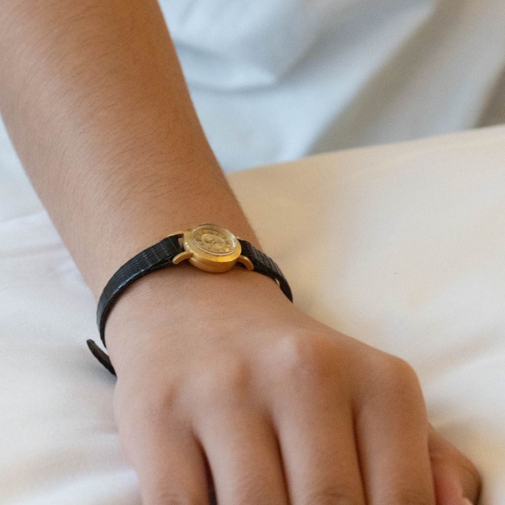 Montre GABRIEL "Swiss" en or jaune et cuir - Castafiore