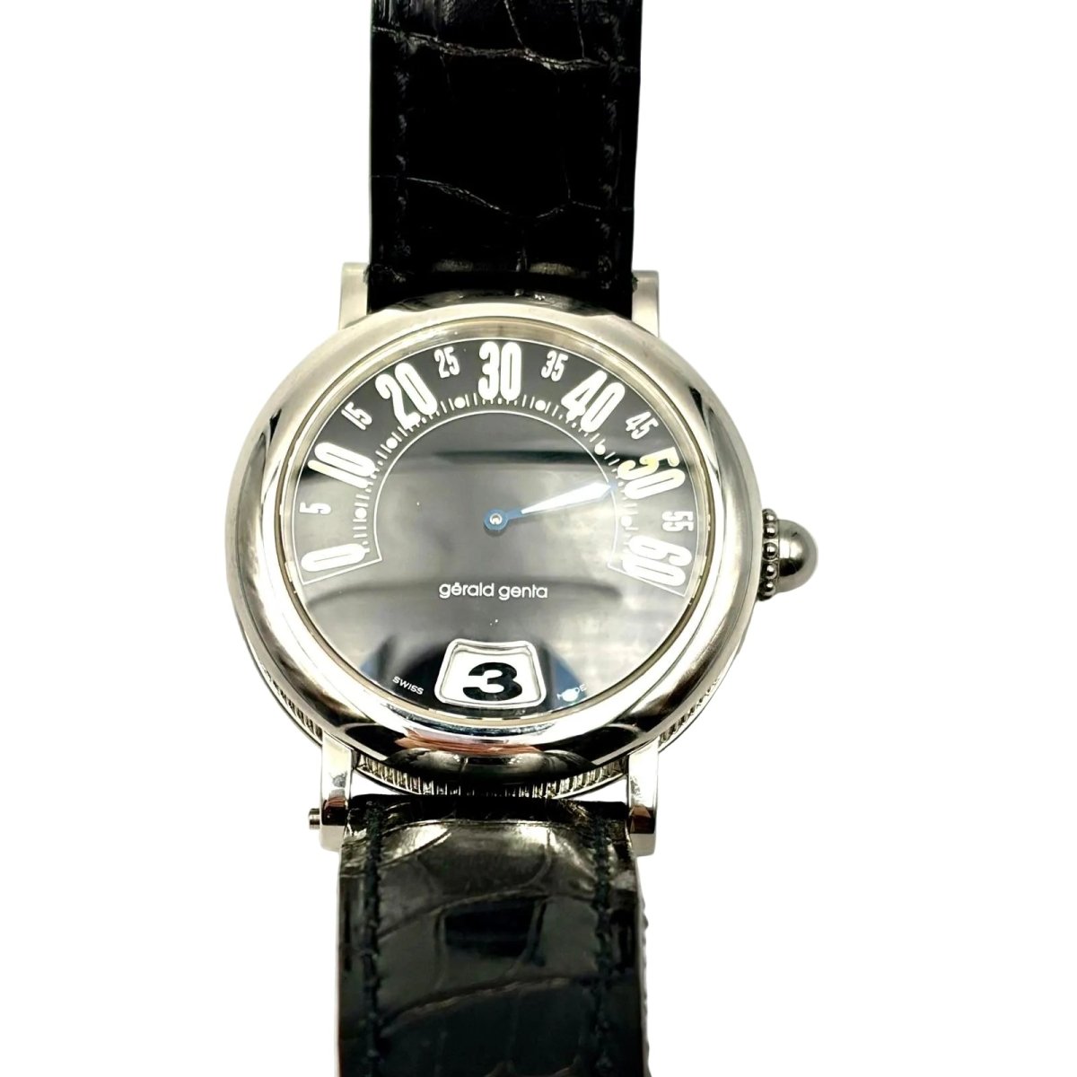 Montre GÉRALD GENTA "Rétro Classic" en acier et cuir - Castafiore