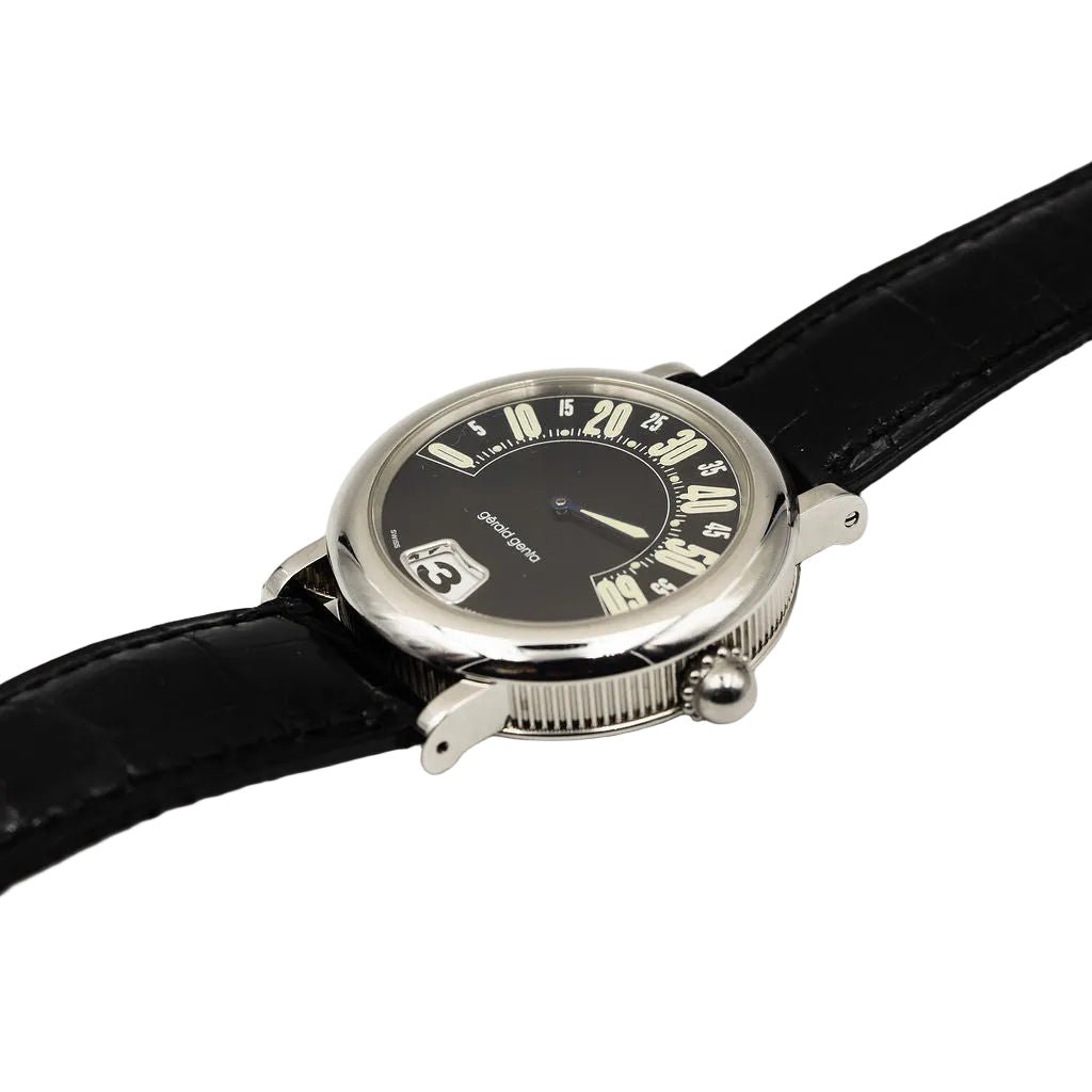 Montre GÉRALD GENTA "Rétro Classic" en acier et cuir - Castafiore