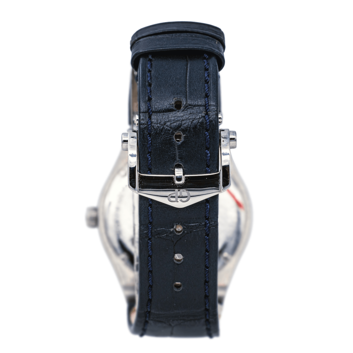 Montre GIRARD - PERREGAUX "Laureato" en acier, quartz, saphir, cuir et diamants - Castafiore