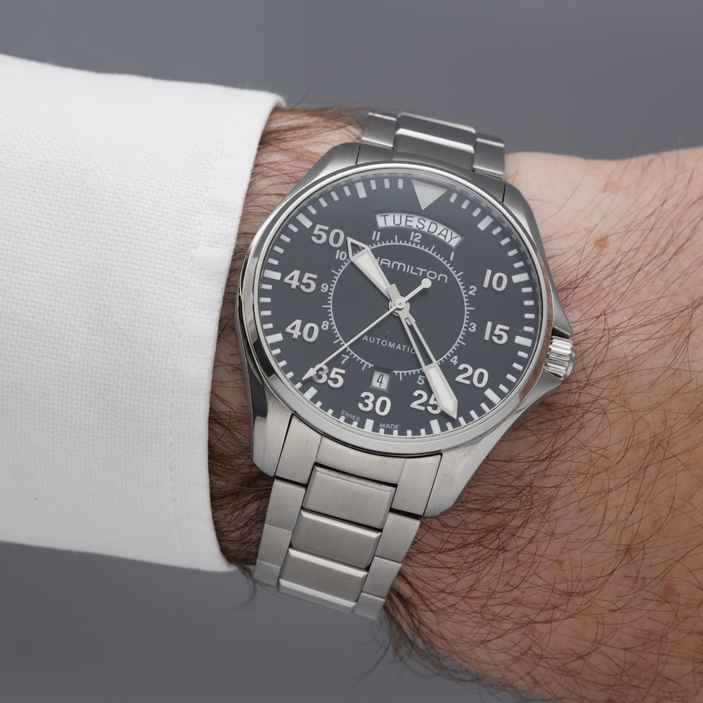 Montre HAMILTON "Pilot Day Date" en acier et automatique - Castafiore