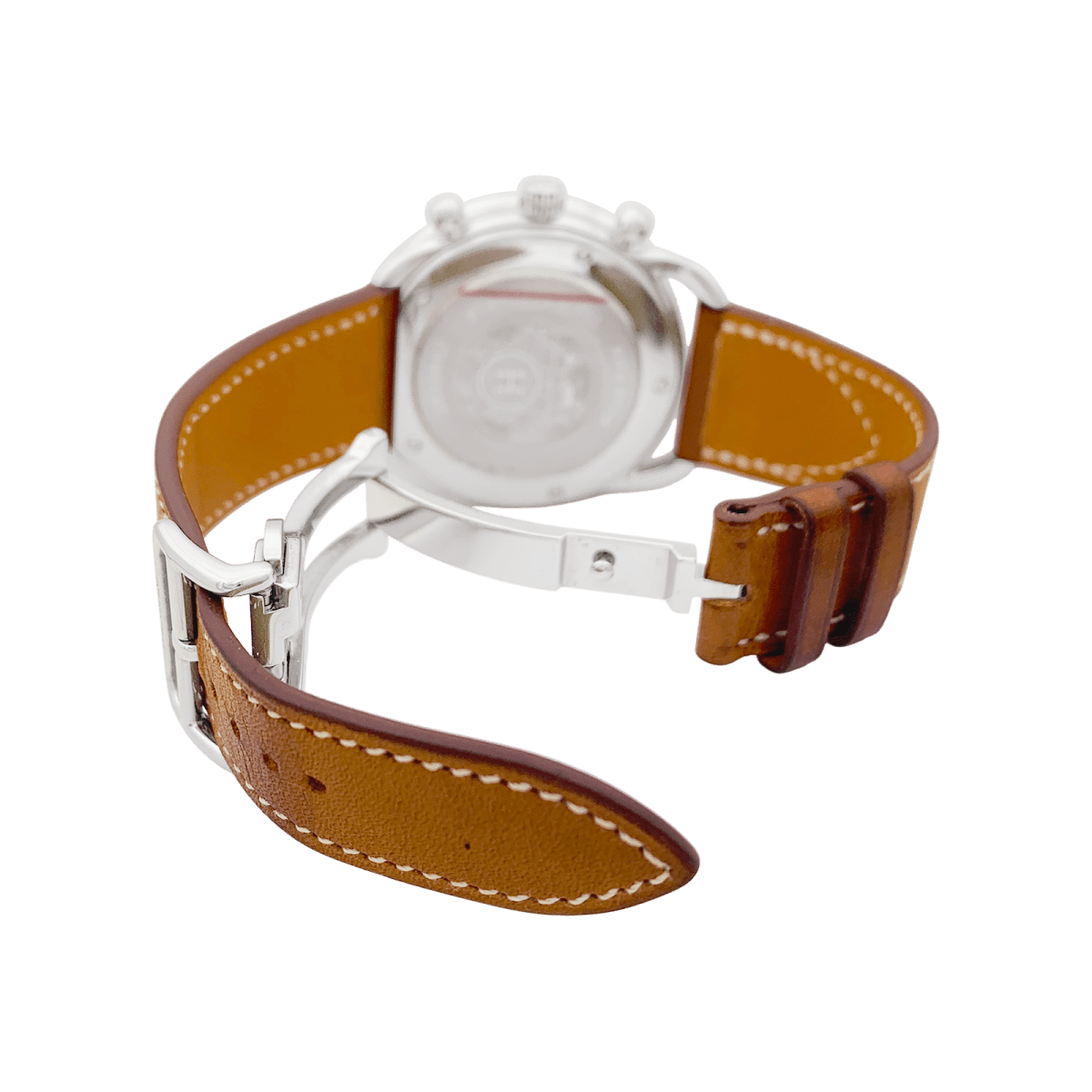Montre Hermès, "Arceau Chronographe" en acier et cuir. - Castafiore