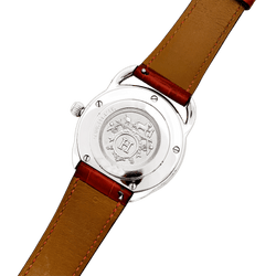 Montre HERMÈS "Arceau" en acier, cuir, nacre et diamants - Castafiore
