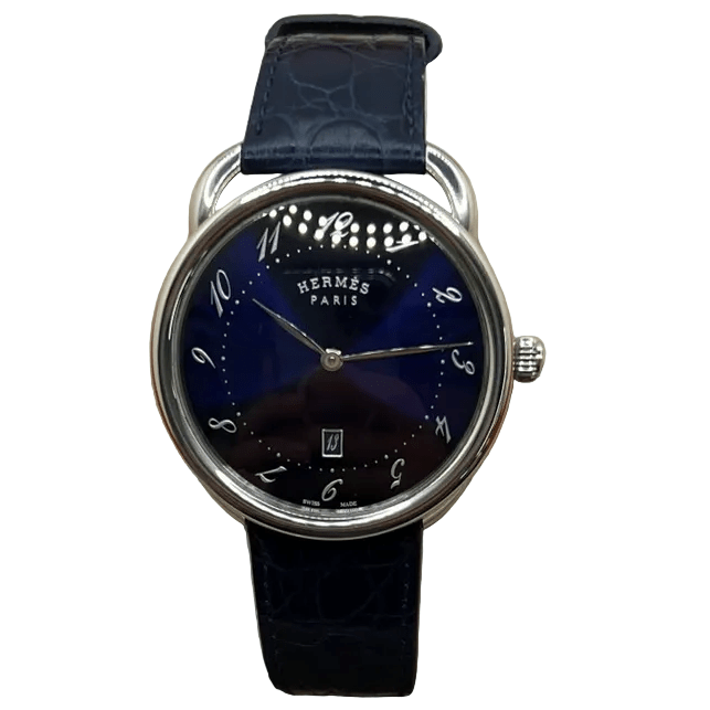 Montre HERMÈS "Arceau" en acier et cuir - Castafiore