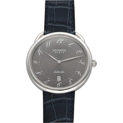 Montre HERMÈS "Arceau" en acier et cuir - Castafiore