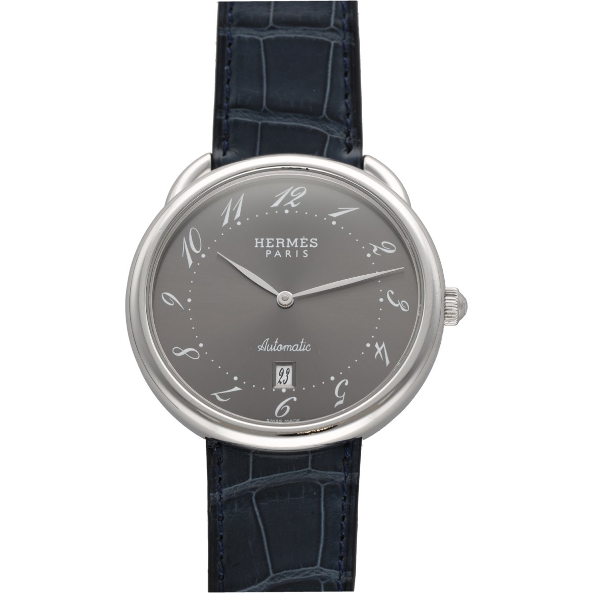Montre HERMÈS "Arceau" en acier et cuir - Castafiore