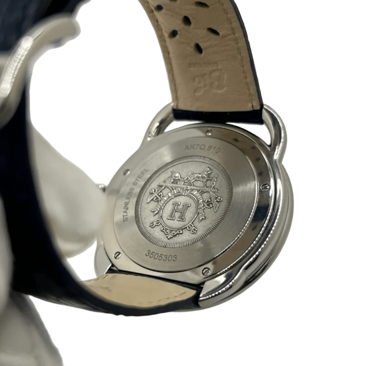 Montre HERMÈS "Arceau" en acier et cuir - Castafiore