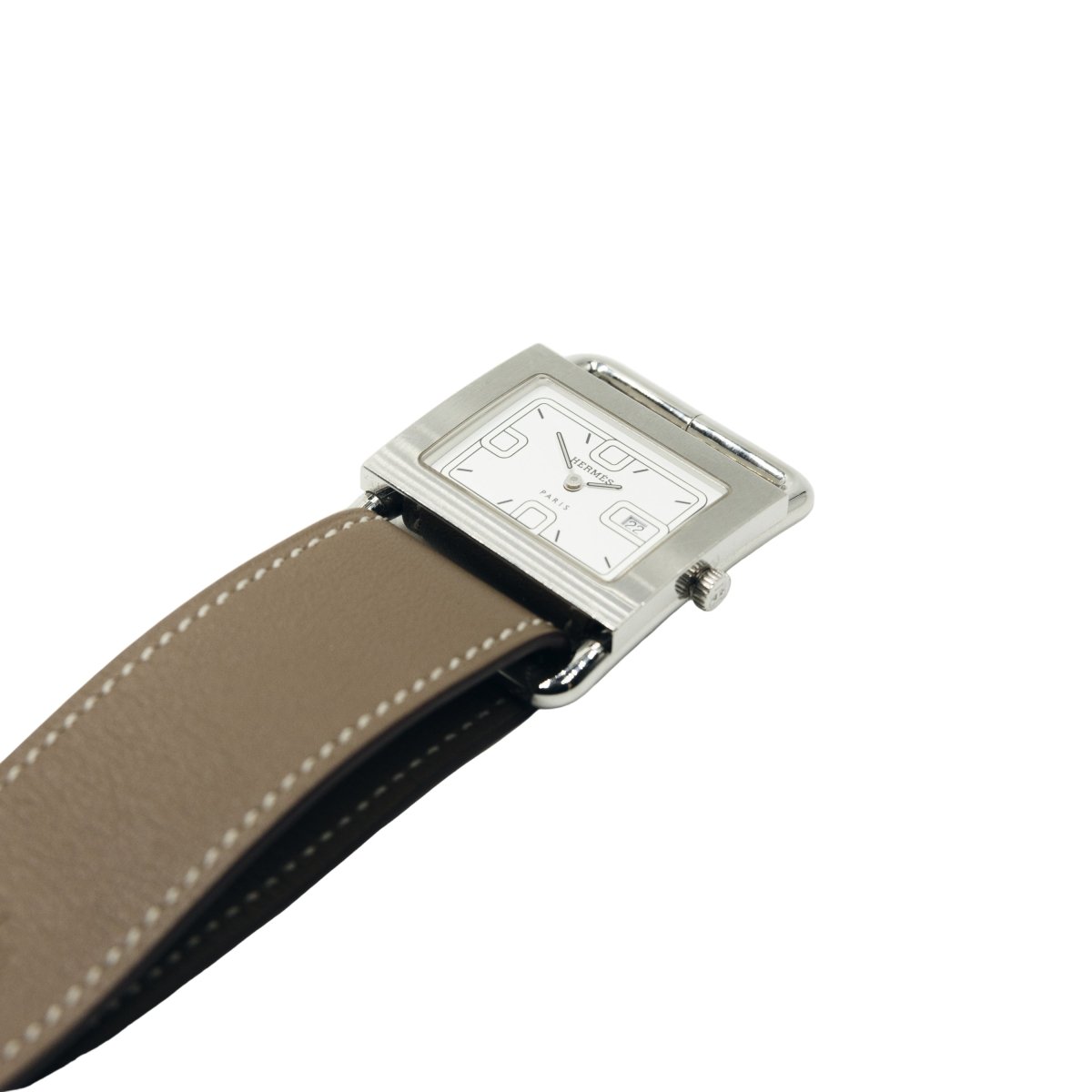 Montre HERMÈS "Barenia" en acier et cuir - Castafiore