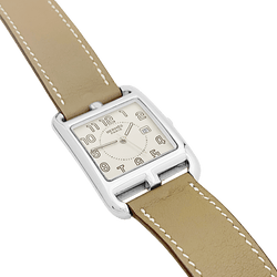 Montre HERMÈS "Cape Cod" en acier, argent et cuir - Castafiore