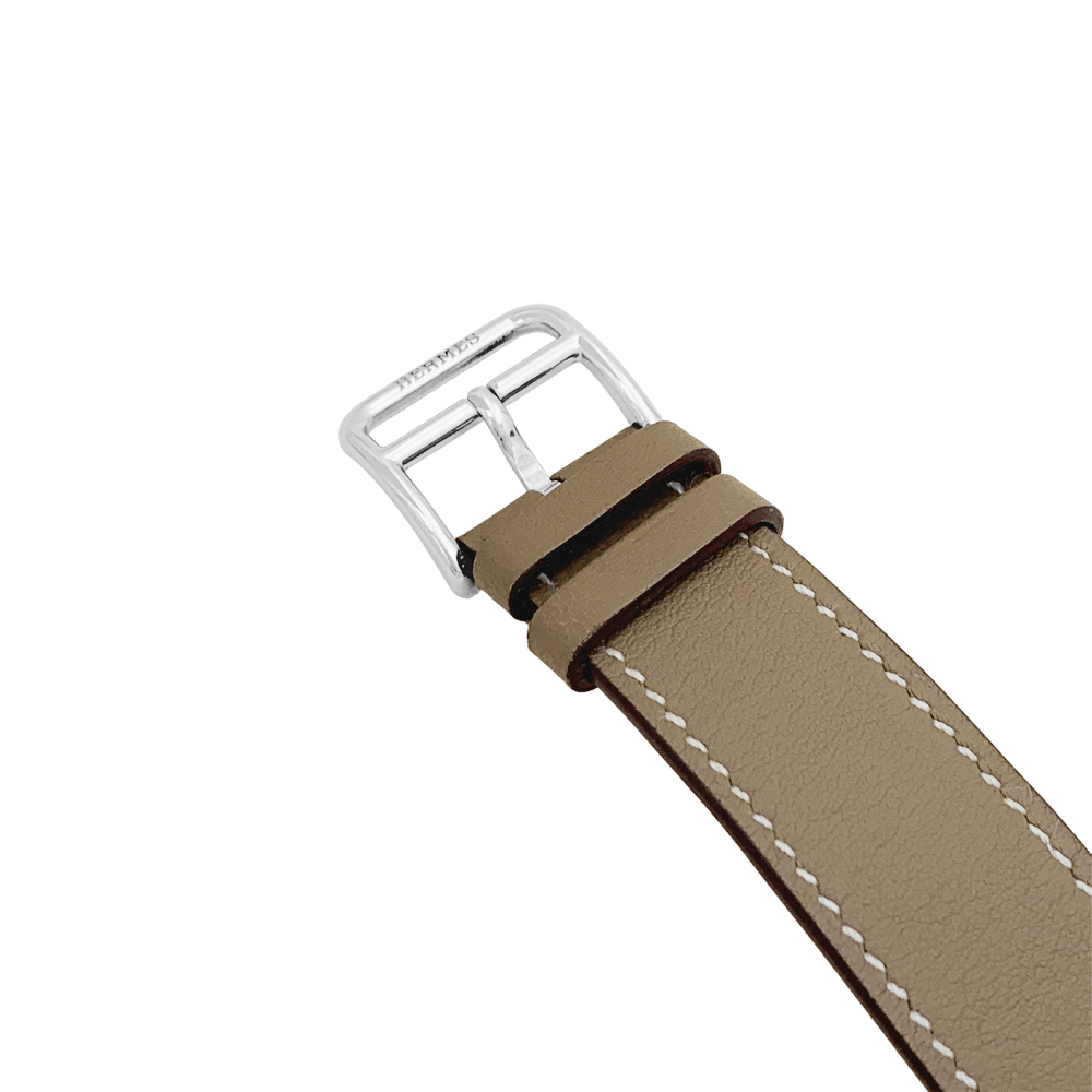 Montre HERMÈS "Cape Cod" en acier, argent et cuir - Castafiore