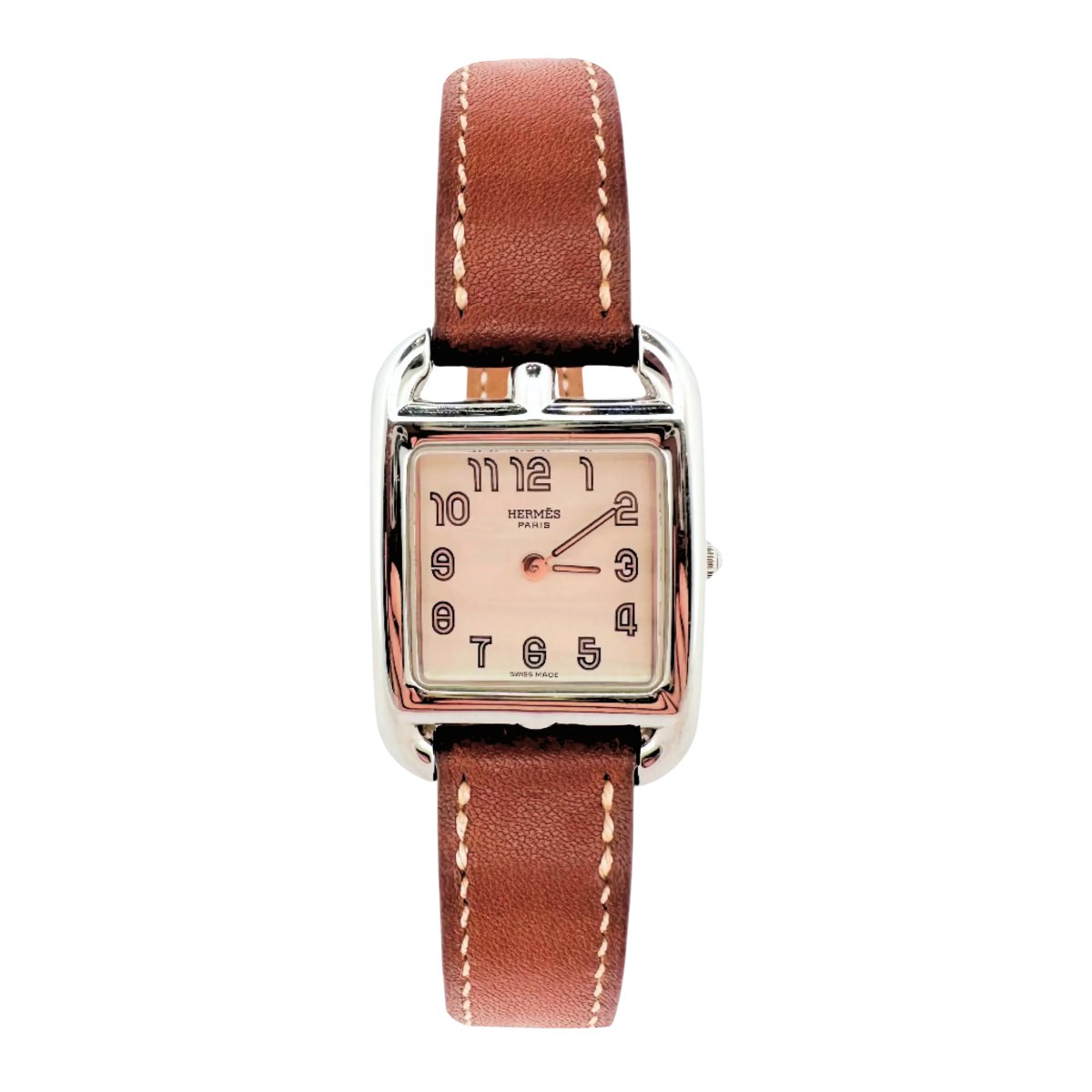 Montre HERMES "Cape Cod" en acier et cuir - Castafiore