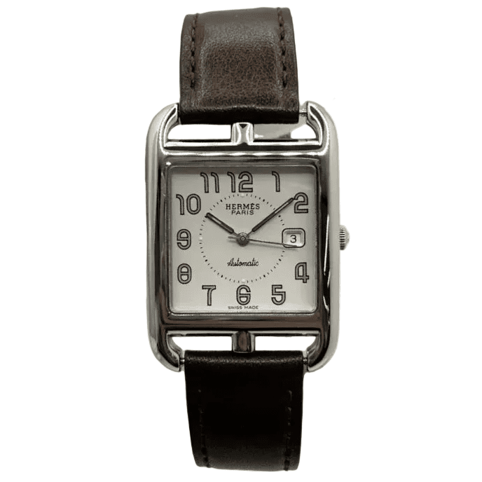 Montre HERMÈS "Cape Cod" en acier inoxydable et cuir - Castafiore