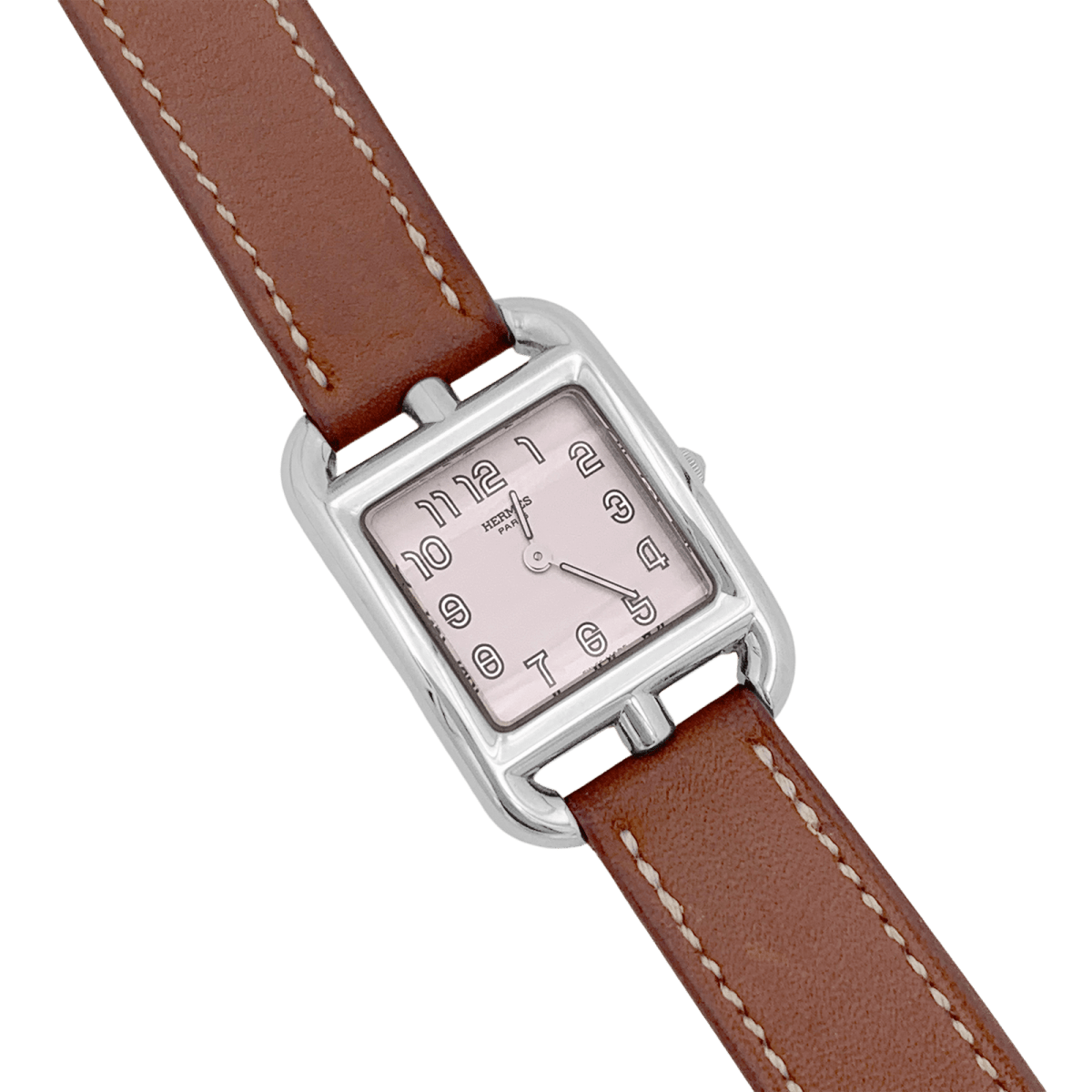 Montre HERMÈS "Cape Cod" en argent, acier et cuir - Castafiore