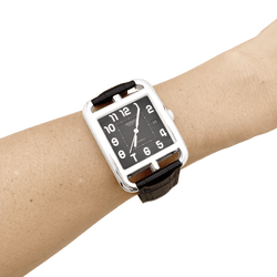 Montre HERMÈS "Cape Cod" GM en acier et cuir - Castafiore