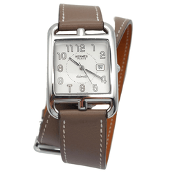Montre HERMÈS "Cape Cod" GM en acier et cuir - Castafiore