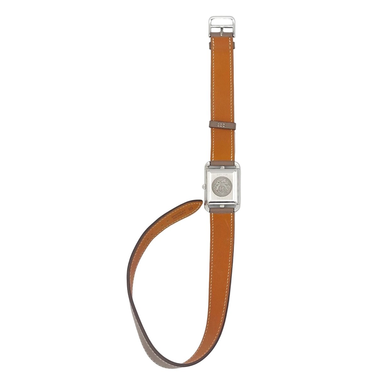 Montre HERMÈS "Cape Cod" GM en acier et cuir - Castafiore