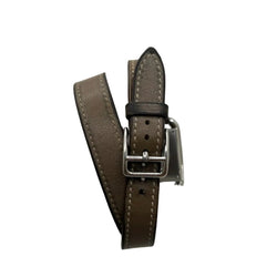 Montre HERMÈS "Cape Cod" PM en acier et cuir - Castafiore