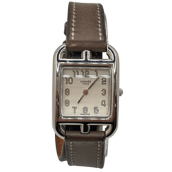 Montre HERMÈS "Cape Cod" PM en acier et cuir - Castafiore