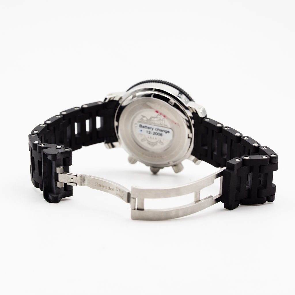 Montre HERMÈS "Clipper Chrono" en acier et caoutchouc - Castafiore