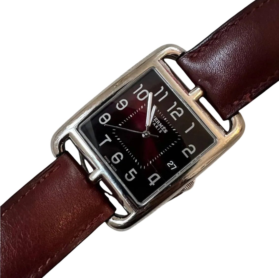 Montre HERMÈS en acier, cuir et quartz - Castafiore