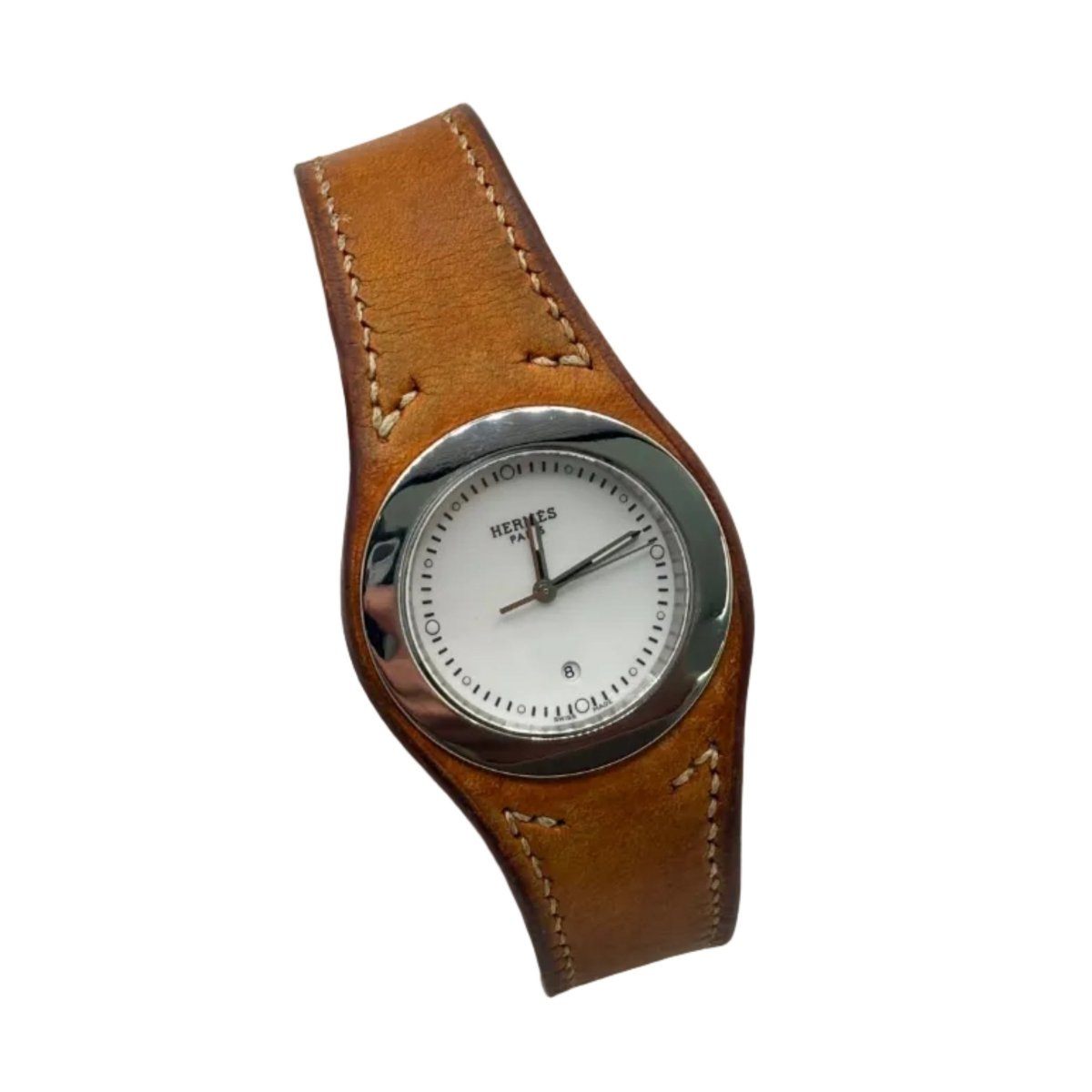 Montre HERMÈS "Harnais" en acier et cuir - Castafiore
