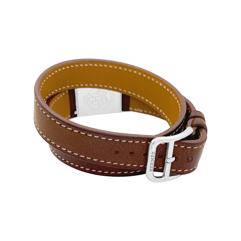 Montre HERMÈS "Heure H" en acier et cuir - Castafiore