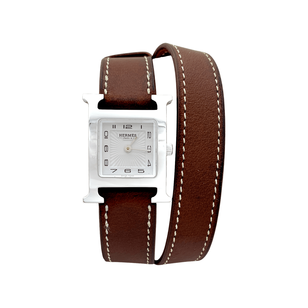 Montre HERMÈS "Heure H" en acier et cuir - Castafiore