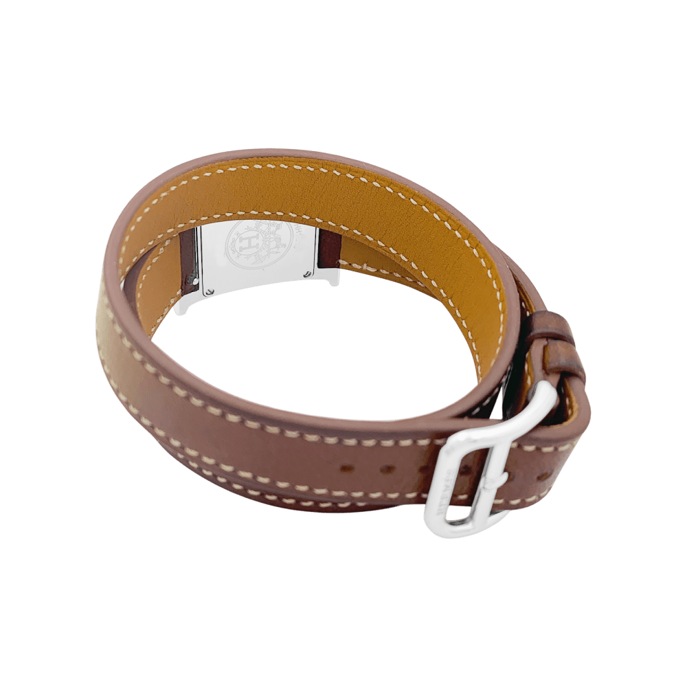 Montre HERMÈS "Heure H" en acier et cuir - Castafiore