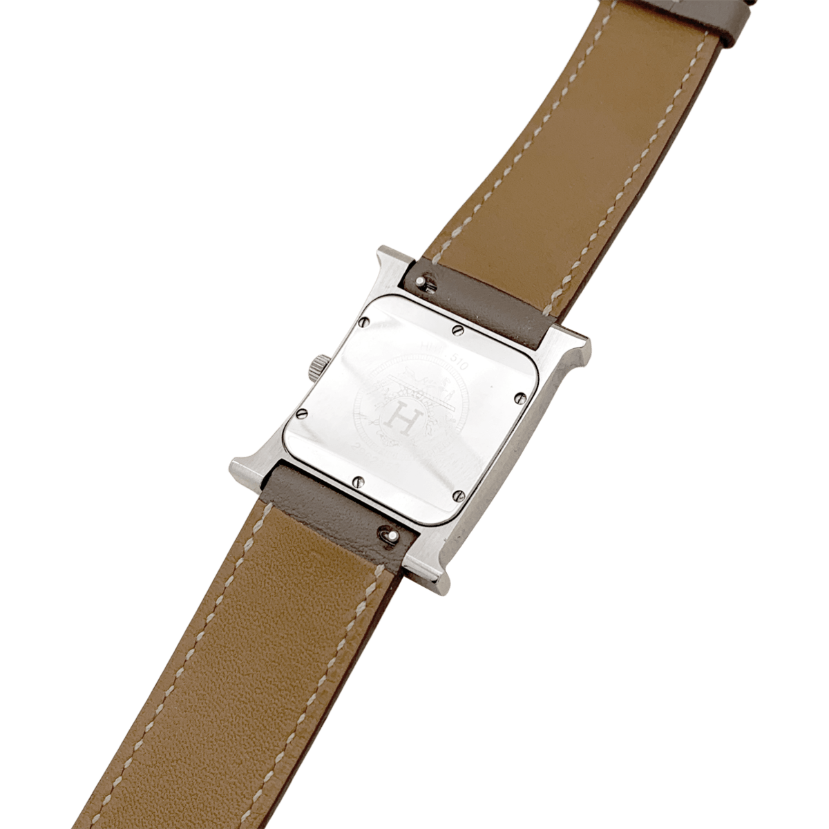 Montre HERMÈS "Heure H" GM en acier et cuir - Castafiore