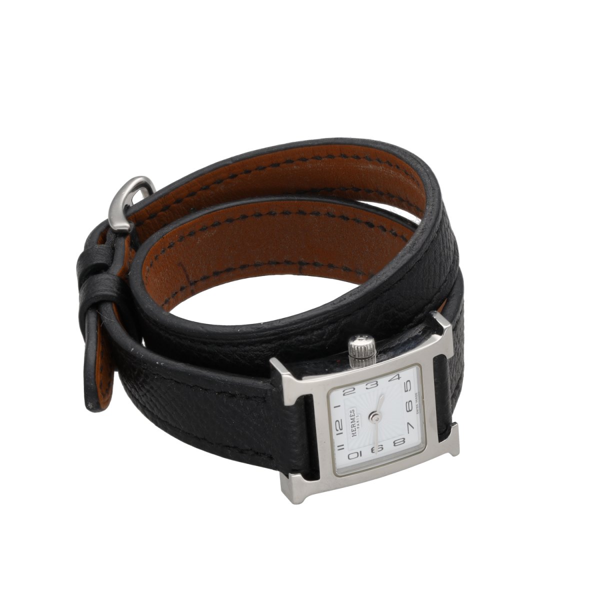 Montre HERMÈS "Heure H Mini" en acier et cuir - Castafiore