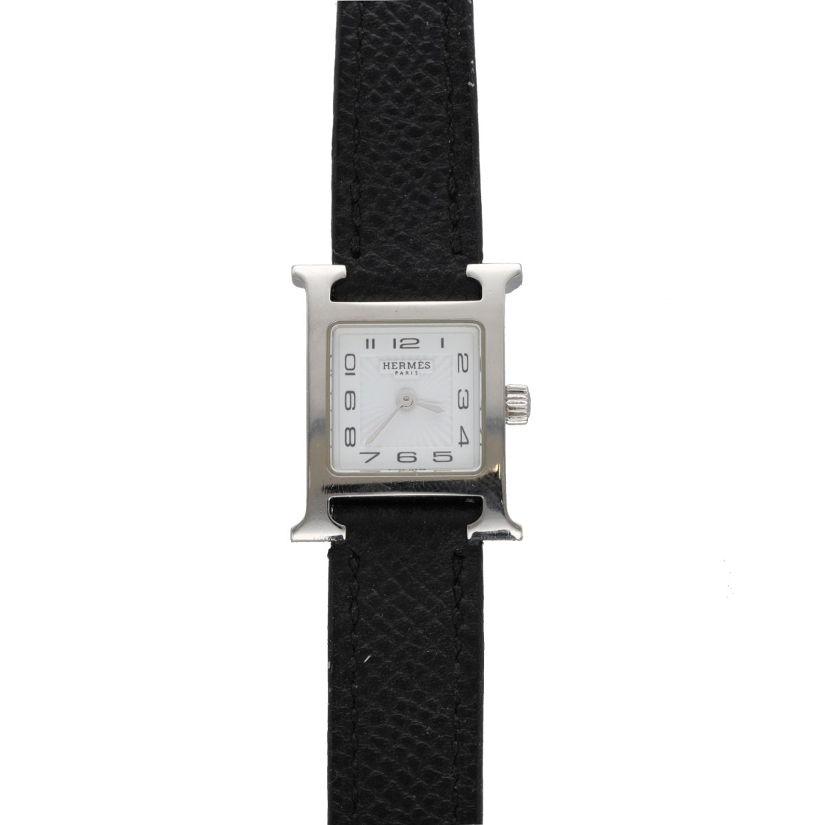 Montre HERMÈS "Heure H Mini" en acier et cuir - Castafiore
