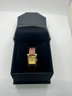 Montre HERMÈS "Heure H" plaqué or, acier et cuir - Castafiore